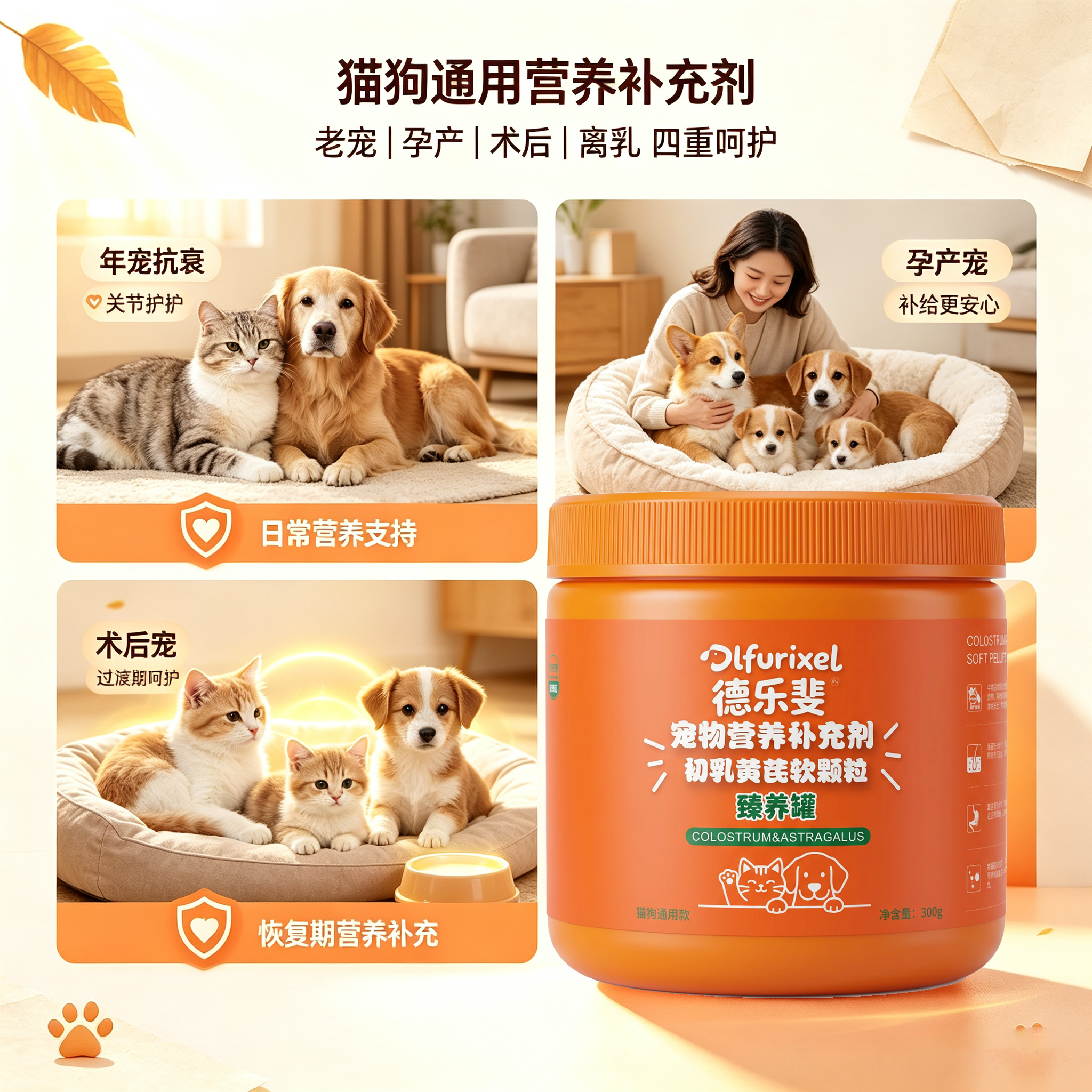 初乳黄芪软颗粒 犬猫通用 增强免疫力 提升体质